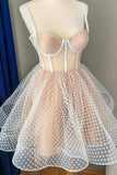 Cute Dots Black/White A-Line Homecoming Dress Short Birthday Dress HZ1024