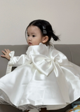 Cute Ball Gown Satin With Long Sleeves Flower Girl Dress HZ1024