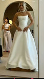 Classy A Line Spaghetti Straps Satin Long Prom Dress, Evening Dress HZ1024