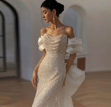 Luxury Senior Evening Dresses Bow Strapless Beading Off The Shoulder Shiny Sequin Prom Dress Party Dress HZ1024