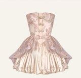 Vintage Ball Gown Strapless Pink Homecoming Dress 18th Birthday Outfits HZ1024