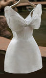 Chic A Line Short Sequin White Homecoming Dress 18th Birthday Outfits HZ1024