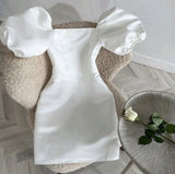 Chic Sheath Short Satin White Homecoming Dress 20th Birthday Outfits HZ1024