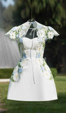 Elegant A line Scoop Neckline Short Satin Homecoming Dress 20th Birthday Outfits HZ1024