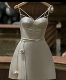 Elegant A line Spaghetti Straps Short Homecoming Dress 18th Birthday Outfits HZ1024