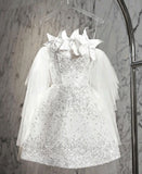 Cute A line Strapless White Sequin Short Homecoming Dress 19th Birthday Outfits HZ1024