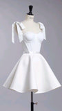 Simple A Line Spaghetti Straps Satin Homecoming Dress Birthday Outfits HZ1024