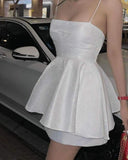 Elegant A Line Spaghetti Straps Ivory Sequin Homecoming Dress Birthday Outfits HZ1024