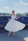 Vintage Off-shoulder Tea-Length Prom Dresses HZ1024