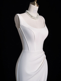 Fairytale White Satin Wedding Dress Mermaid Wedding Dresses for Bride HZ1024