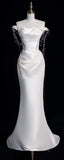 Fairytale Mermaid Wedding Dresses White Off The Shoulder Satin Wedding Dress HZ1024