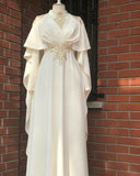 Sexy A Line High Neckline Long Sleeves Chiffon Long Prom Dress HZ1024