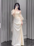 Fairytale Mermaid Off The Shoulder White Long Wedding Dresses HZ1024