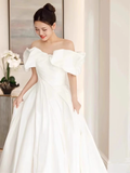 Vintage Ball Gown Off The Shoulder White Long Wedding Dresses HZ1024