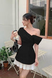Vintage A line Off The Shoulder Black Birthday Outfits Homecoming Dress HZ1024