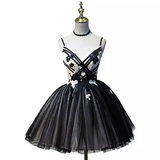 Vintage A line Straps Black Birthday Outfits Tulle Homecoming Dress HZ1024