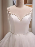 Modest Ball Gown Straps White Tulle Birthday Outfits Homecoming Dress HZ1024