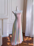 Fairytale A Line Ombre Chiffon Straps Long Prom Dress HZ1024