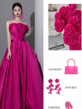 Simple A Line Strapless Satin Long Prom Dresses HZ1024