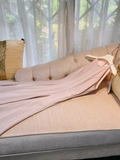 Simple A line Scoop Neckline Satin Pink Prom Dress HZ1024