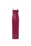 Sexy Sheath Spaghetti Straps Burgundy Sleeveless Long Sequin Prom Dress Evening Dresses HZ1024