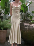 Modest Mermaid Sleeveless Mint Green Long Prom Dress HZ1024