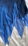 Elegant A Line Spaghetti Straps Navy Blue Chiffon Beads Long Prom Dresses Formal Dress HZ1024