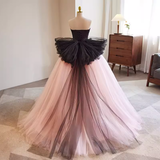Vintage Ball Gown Strapless Tulle White Pink Sweet 16 Dresses HZ1024