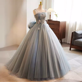 Vintage Ball Gown Strapless Tulle Gray Sweet 16 Dresses HZ1024