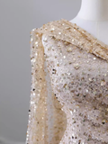 Mermaid One Shoulder Sequin Long Prom Dress HZ1024
