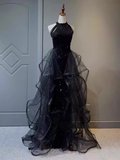 Sparkly Mermaid Sequin Black Long Prom Dress HZ1024