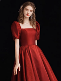 A-Line Organza Burgundy Long Prom Dress HZ1024