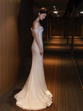 Sexy Mermaid Off The Shoulder Slit Sequin Long Prom Dresses HZ1024