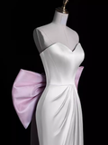 Sexy A Line Strapless Satin Long Prom Dresses HZ1024