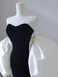 Modest Mermaid Strapless Black Velvet Long Prom Dresses HZ1024