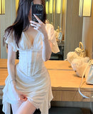 Sheath V-Neck Short Homecoming Dress Satin Birthday Dress HZ1024
